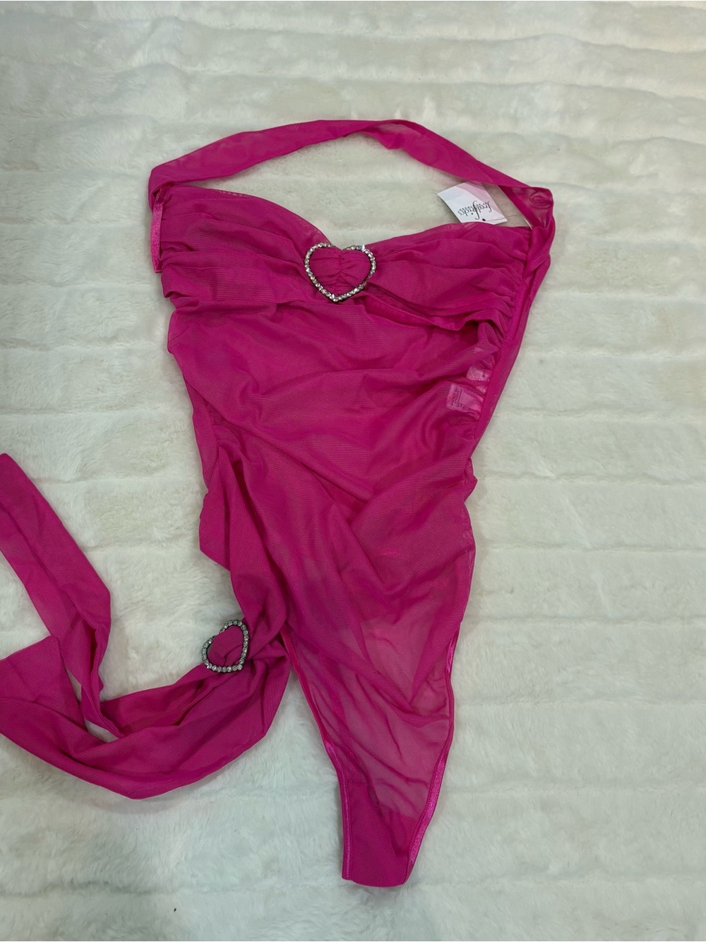 Frederick's of Hollywood Hot Pink Sheer Mesh Lingerie Top